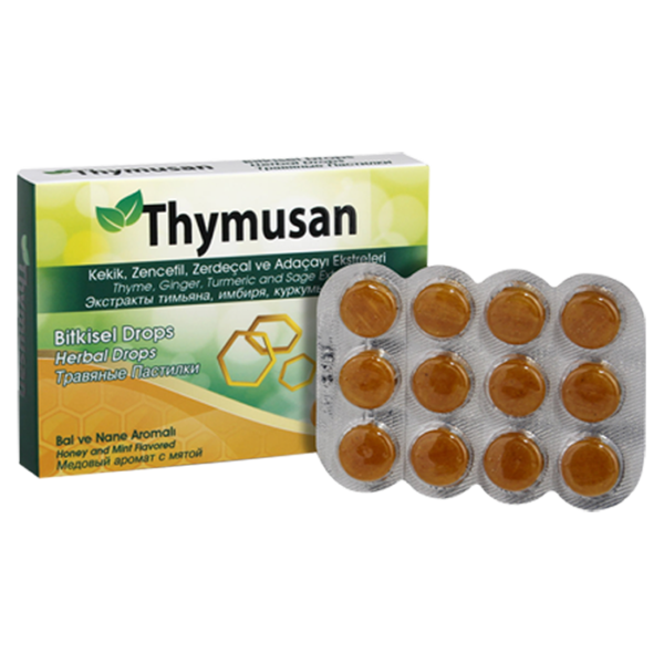 Thymusan Herbal tablets Thyme Ginger Turmeric 24 Pcs